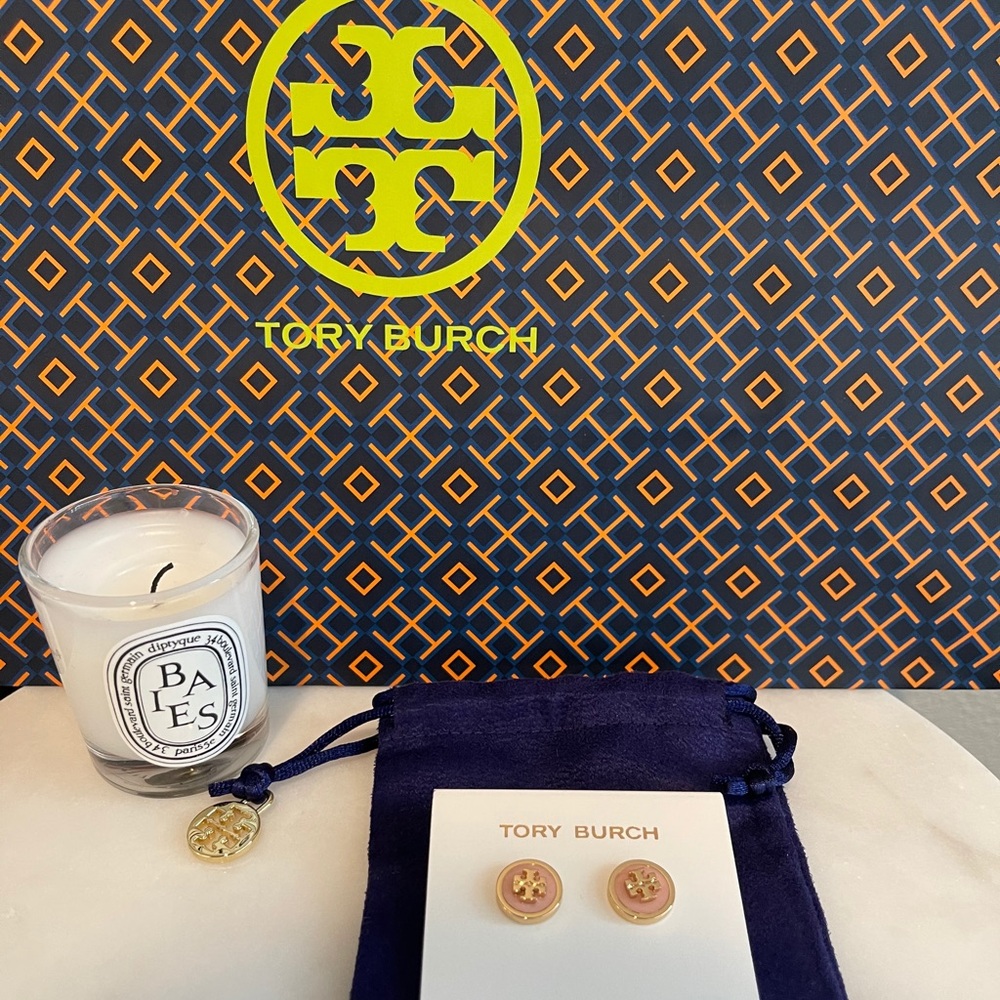 Tory Burch Enamel Logo Stud Earrings